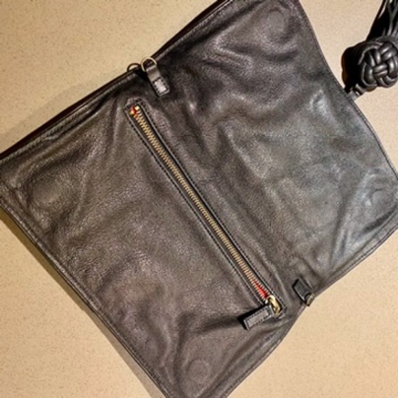 🔥SHANGHAI TANG. Super Hi-End Designer Black Leather Clutch w/ Gold accents 🔥